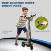 HOMCOM Folding Electric Scooter 120W E-Scooter with Three Mode LED Headlight, Warning Bell, Adjustable Height, 12km/h Maximum Speed, for Ages 7-14 Years - Black