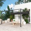 Outsunny 4 x 3(m) Metal Outdoor Pergola with Retractable Roof, Outdoor Gazebo Canopy Shelter with Drainage Holes for Garden, Patio, Lawn, Black
