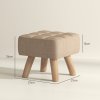 HOMCOM Modern Tufted Footstool, Fabric Foot Stool with Rubber Wood Legs, Padded Seat, for Living Room, Bedroom, Entryway