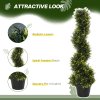 Outsunny 90cm/3FT Artificial Trees, Spiral Topiary Trees w/ Pot Set Of 2, Fake Indoor Outdoor Greenery Plant Home Office Garden Decor Green
