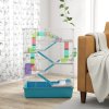 PawHut 6 Tier Hamster Cage, Gerbil Cage with Tubes, Exercise Wheel, Hut, Water Bottle, Food Dish, Ramps, Small Animal Cage for Dwarf Hamster, 58 x 36 x 81 cm, Light Blue