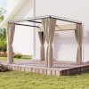 Outsunny 3 x 3(m) Pergola with Retractable Roof Canopy and Curtains, Metal Frame Garden Gazebo Outdoor Sun Shade Shelter for Grill, Patio, Deck, Khaki