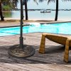 Outsunny 11.5kg Garden Parasol Base, Round Heavy Duty Umbrella Stand Holder, Resin Parasol Stand for 38mm or 48mm Outdoor Umbrella Poles, Bronze Tone
