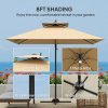 Outsunny 2.5m Cantilever Parasol with Solar Powered LED Lights, Double Top Square Overhanging Garden Parasol with 360 Rotation, Tilt Adjustment, Crank Handle, Khaki