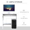 HOMCOM Compact Small Computer Table Wooden Desk Keyboard Tray Storage Shelf Modern Corner Table Home Office