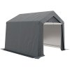 Outsunny 3 x 3(m) Garden Storage Tent, Portable Shed with Heavy Duty Galvanised Steel Frame, Ventilation Window, Roll-up Zipper Door, for Bike, Motorbike, Garden Tools, Dark Grey
