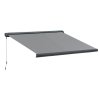 Outsunny 3.5x3m LED Light Full Cassette Case Electric/Manual Awning Door Window Sun Shade Patio Canopy Retractable w/ Remote Grey