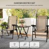 Outsunny 3 Pieces Garden Bistro Set, Folding Table and Chairs Set, Metal Garden Furniture Set with Cup Holders for Outdoor, Patio, Balcony, Khaki