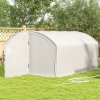Outsunny 4 x 3 x 2m Polytunnel Greenhouse with Hinged Door, Walk-in Grow House Tent with UV-resistant PE Cover, Galvanised Steel Frame, Clamps, White