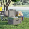 Outsunny 30L Car Refrigerator, Portable Compressor Car Fridge Freezer, Electric Cooler Box with 12/24V DC and 110-240V AC for Camping, Driving, Picnic, Down to -20°C, Light Green and Grey