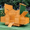 PawHut Wooden Chicken Coop, Poultry Cage with Nesting Boxes, Tray, Hen House for 2-4 Chickens, Yellow