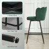 HOMCOM Bar Stools Set of 2, Modern Velvet-Feel Barstools with Petal Backrest and Footrest, Upholstered Breakfast Bar Chairs with Metal Legs for Kitchen Island Counter, Dining Room, Dark Green