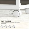HOMCOM C-Shaped Sofa Side Table, Height Adjustable Overbed Table with Tilting Desktop, Mobile Laptop Desk for Living Room Bedroom, Oak and White
