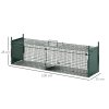 PawHut Two-Door Live Trap for Small Animals, Outdoor and Indoor Animal Trap for Rat, Mice, 100 x 25 x 28cm - Dark Green