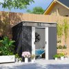Outsunny 6.5 x 4FT Galvanised Metal Garden Shed with Foundation Kit, Lockable Tool Storage House with Double Sliding Doors and 2 Vents, Grey