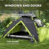 Outsunny Camping Tent, 3-4 Man Family Dome Tent, 2000mm Waterproof, with Carry Bag and Top Hook, for Fishing Hiking Festival, Quick Setup, Green