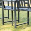 Outsunny Patio Tete-a-tete Chair 2 Seat Bench Middle Coffee Table w/ Umbrella Hole for Outdoors Decorative Slatted Design Steel Frame Black