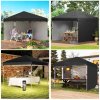 Outsunny 3 x 3 (M) Pop Up Gazebo with 3 Sidewalls, Leg Weight Bags and Wheeled Bag, Height Adjustable Party Tent Event Shelter for Garden, Patio, Black