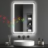 HOMCOM Bluetooth Bathroom Mirror with LED Lights, Illuminated Backlit Wall Mounted Vanity Mirror with 3 Colours Dimmable, Clock, Anti-Fog, Memory & Touch Switch, IP44