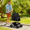 PawHut Pet Stroller, 3 in 1 Folding Dog Stroller Pram w/ 4 Wheels, Detachable Carrier, Storage Basket, Cup Holder, Safety Leashes, for Mini Dogs, Cats, Black