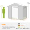 Outsunny 8 x 6ft Metal Garden Shed, House Hut Gardening Tool Storage with Ventilations, Sliding Door, Sloped Roof for Garden, Patio, Brown Wood Effect
