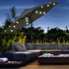 Outsunny 2.7m Patio Garden Umbrella Outdoor Parasol Outdoor Market Table Umbrella with Tilt Crank and 24 LEDs Lights (Grey)