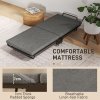 HOMCOM Folding Bed with Mattress, Foldable Guest Bed on Wheels, Portable Single Bed with 7cm Mattress, 188 x 76cm, Grey
