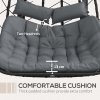 Outsunny Outdoor PE Rattan 2 Seaters Swing Chair with Thick Padded Cushion, Patio Hanging Egg Chair with Metal Stand, Headrest, for Indoor and Outdoor, Black