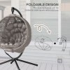 Outsunny Outdoor Hanging Chair, Swing Chair with Metal Stand, Thick Padded Cushion, Foldable Basket and Side Pocket, for Indoor and Outdoor, Sand
