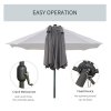 Outsunny 4.4m Double-Sided Sun Umbrella Garden Parasol Patio Sun Shade Outdoor with LED Solar Light, NO BASE INCLUDED, Dark Grey