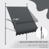 Outsunny 2 x 1.2m Free Standing Retractable Awning, Non-Screw Patio Sun Shade Shelter with Support Pole Stand and UV Resistant Fabric, for Window, Door, Porch, Deck, Dark Grey