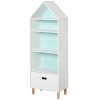 HOMCOM Kids Children Wooden Bookcase w/Drawer Bedroom Furniture Bookshelf Storage Rack Display Unit Toys Games Organisation Cabinet Pink Blue Back Panel 50 x 30 x 142 cm