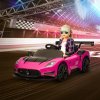 AIYAPLAY Maserati GT2 Licensed 12V Electric Car for Kids, Kids' Electric Ride on with Suspension System, Remote Control, USB, Music, Horn, Lights, Auxiliary Wheels, for Ages 3-5 Years, Pink