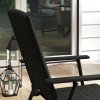 Outsunny Folding Garden Chairs Set of 4, PE Rattan Garden Dining Chairs with Armrests, High Back and Steel Frame, Weather Resistant Outdoor Dining Furniture for Patio, Balcony, Black