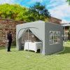 Outsunny 3 x 3(m) Pop Up Gazebo with Sides and Carry Bag, UPF50+, Height Adjustable Party Tent Instant Event Shelter for Garden, Outdoor, Patio, Light Grey