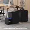 Vinsetto 3-Drawer Mobile Filing Cabinet, Steel Lockable File Cabinet for A4, Legal, Letter, Compact Under Desk Storage Unit with Pre-Assembled Body for Home Office, 30 x 45 x 59cm, Black