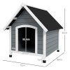 PawHut Wooden Dog House Outdoor, Dog Kennel with Removable Floor, Elevated Pet Shelter, Anti-Corrosion Wood, for Small Medium Dogs, 82H x 75W x 88Dcm - Grey