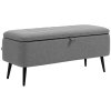 HOMCOM Storage Ottoman with Flip Top, Rectangular Upholstered Bench, Linen Feel Fabric Footstool with Steel Legs for Living Room, Bedroom