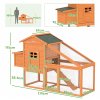 PawHut Chicken Coop with Run Outdoor, Wooden Hen House, Poultry Coop with Nesting Box, Slide-out Tray, Ramp, Perches, Asphalt Roof, 179 x 67 x 115cm