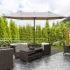 Outsunny 4.6m Garden Parasol Double-Sided Sun Umbrella Patio Market Shelter Canopy Shade Outdoor with Cross Base - Khaki