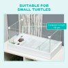 PawHut 50cm Turtle Tank Aquarium, Glass Tank with Basking Platform, Filter Layer Design, Full View Visually Terrapin Reptile Habitat, White