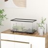 PawHut Turtle Tank, 50L Glass Turtle Aquarium with Basking Platform, Ramp, Easy Drainage, Strip Patch Thermometer, for Small Turtles, 60 x 30 x 32cm