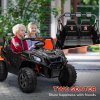 AIYAPLAY Kids Electric Ride on Car 2-Seater, 24V Truck UTV with Remote Control, Suspension System, LED Lights, Horn, Music, for 3-8 Years, Black