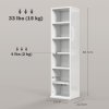 HOMCOM 204 CD Media Display Shelf Unit Set of 2 Blu-Ray Tower Rack w/ Adjustable Shelves Bookcase Storage Organiser, High Gloss White