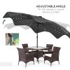 Outsunny 3(m) Garden Parasol Umbrella with 32 Solar LED Lights and Tilt, Outdoor Market Table Umbrella Sun Shade Canopy with Crank, 8 Ribs, Dark Grey