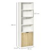 HOMCOM 6-Tier Tall Bookcase, Bookshelf with 4 Open Shelves and Double Door Storage Cabinet, Freestanding Display Rack for Living Room, Bedroom, Home Office, Study, 59 x 29 x 180cm