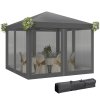 Outsunny 3 x 3m Pop Up Gazebo, 420D Garden Tent Canopy with Removable Mesh Sidewall Netting, Carry Bag for Garden Patio Outdoor, Light Grey