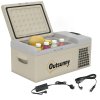 Outsunny 16L Car Refrigerator,  Portable Compressor Camping Fridge Freezer with 12/24V DC and 100-240V AC for Car, RV and Camping Use, Down to -20°C, Khaki