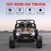 AIYAPLAY Kids Ride on Car, 12V Battery Powered Electric Truck with Remote Control, 4 Suspension Wheels, Horn, Lights, Music, USB, for Ages 3-5 Years, Black