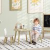 AIYAPLAY 3 Pieces Toddler Table and Chair Set with Centre Mesh Bag, Kids Activity Table Set with Bear Shaped Backrest, for Arts, Crafts Reading Dining, Aged 3-6 Years